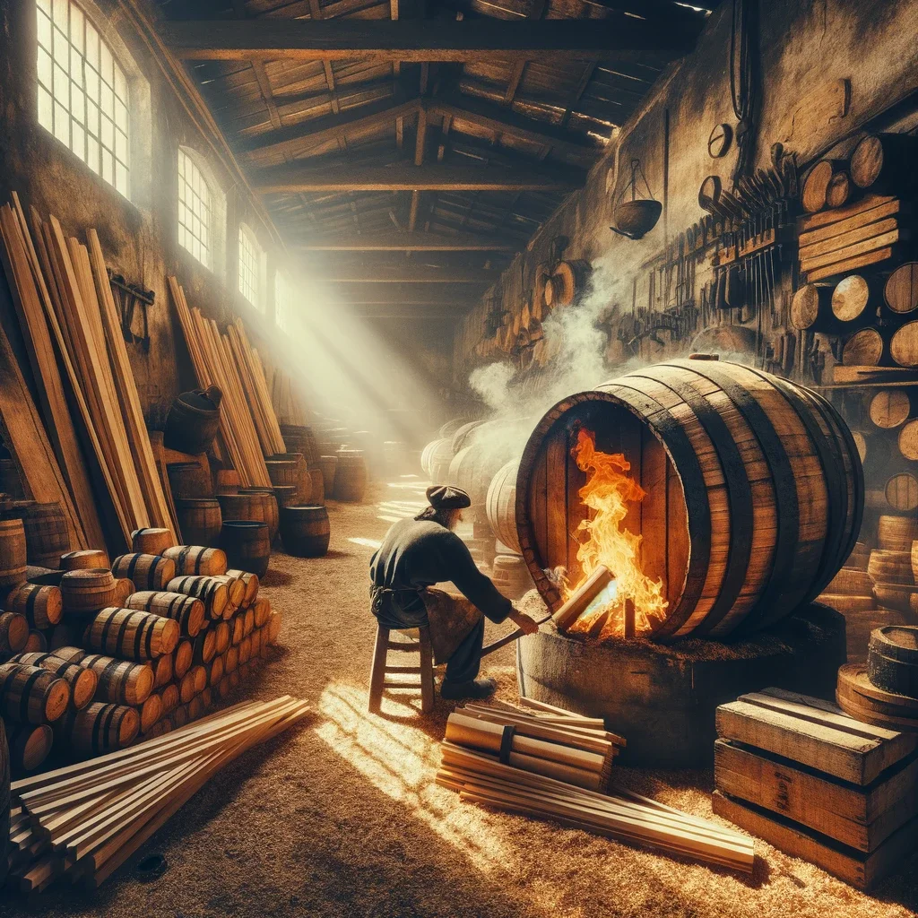 An image of whisky barrel being made